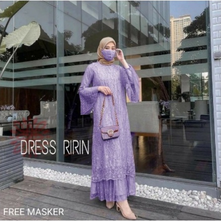 Baju Pesta Wanita Muslim Kondangan Brukat Mewah Elegan Modis Muslimah Terbaru 2022 Gaun Dress Almira