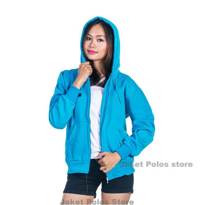 Jaket Sweater Hoodie Wanita Oversize Outerwear Pakaian Sweatshirt Korean Style Hudie Cewek WEST VIRG-biru muda