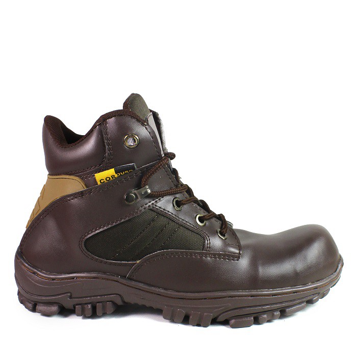 PROMO Sepatu Safety Ujung Besi Boots Pria DLT Cheap Sleting Coklat Pendek 6 inci Tactical PDL Hiking