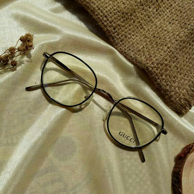 Frame kacamata besi bulat kokoh kode GUCCI 2261 | Lensa plus/minus/cyl standar optik antiradiasi blu