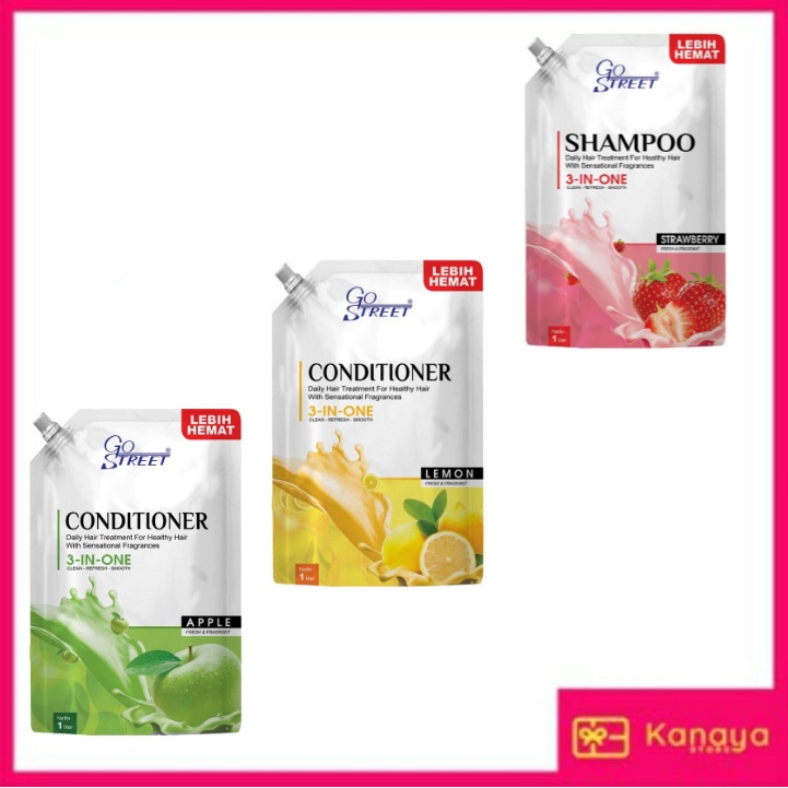 GO STREET Shampoo /Conditioner Professional Varian Strawberry 1 Liter Kemasan Refill