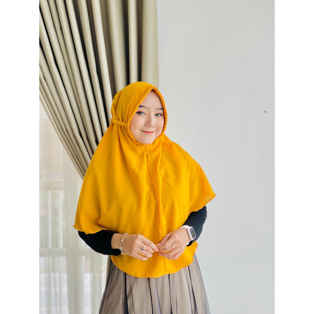 Hijab instan Sarah Lipit Jilbab Instan Bergo Sarah Lipiit Kerudung Instan Premium Diamond-SARAH KUNYIT