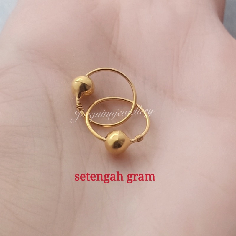 anting bulet polos stengah gram emas muda