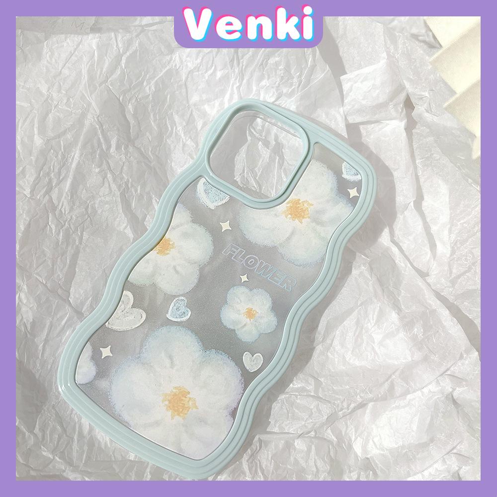 iPhone Case Candy Color Wave 2-in-1 Silicone Soft Case Airbag Shockproof Protection Camera Blue Flowers Compatible For iPhone 11 Pro Max 13 Pro Max 12 Pro Max 7Plus xr XS Max