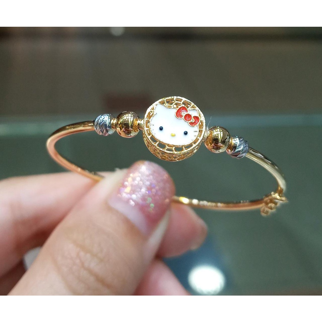 Gelang Kaku Emas Anak Hello Kitty Bulat Kadar 70% 3.47 Gram