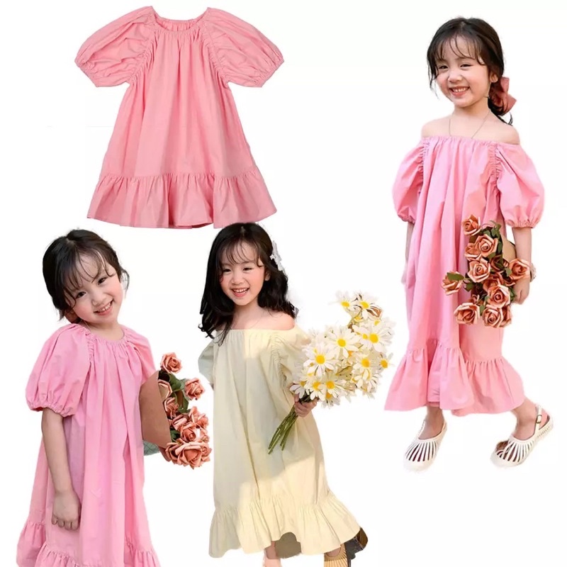 Carla Dress Balon Anak Perempuan Korean Style Import Dress electric Blue biru bca biru elektrik