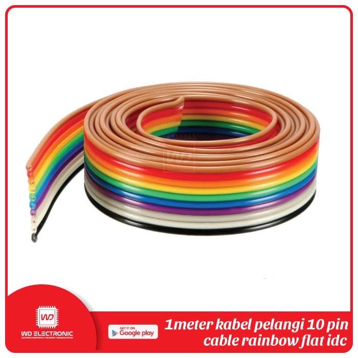 KABEL PELANGI 10 WAY KABEL FLAT PELANGI 10 PIN SATU METER