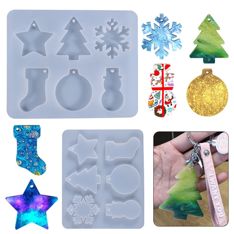 SIY  Christmas Snowflake Snowman Epoxy Resin Mold Pendants Ornaments Silicone Mould DIY Crafts Home Decorations Jewelry Casting Tool