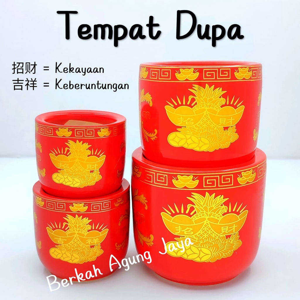 Tempat Dupa / Hiolo Bulat Keramik Merah Ukuran 4 inch