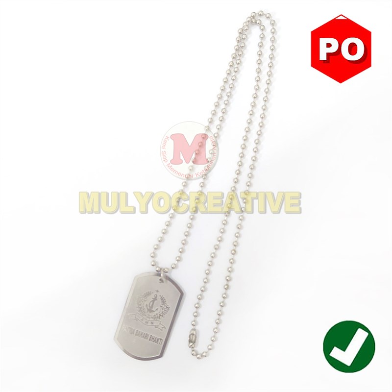 Kalung Militer - Bahan Logam - Kalung Dog Tag Custom Nama Ukir