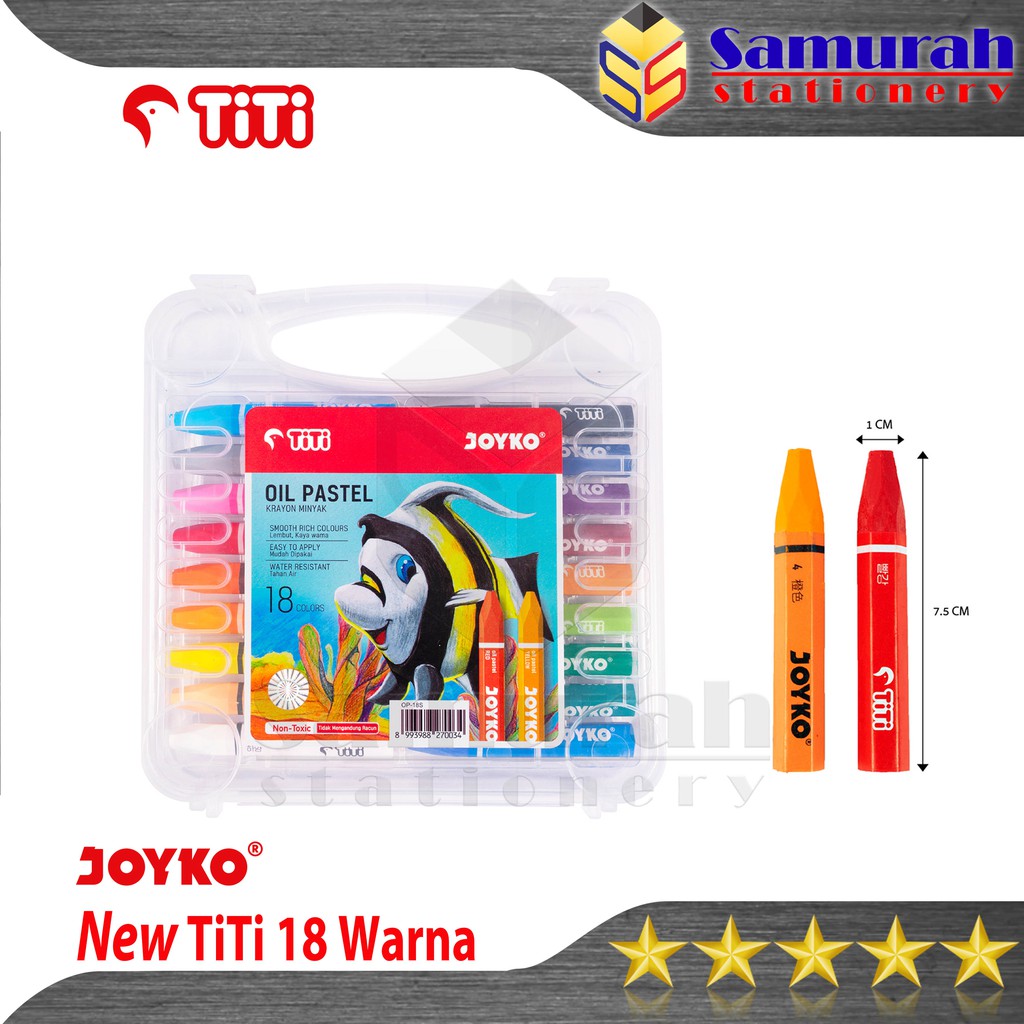 

Krayon New TiTi Joyko 18 Warna / Krayon Minyak isi 18 W / Crayon Oil Pastel 18 Colours TiTi TI-P-18S