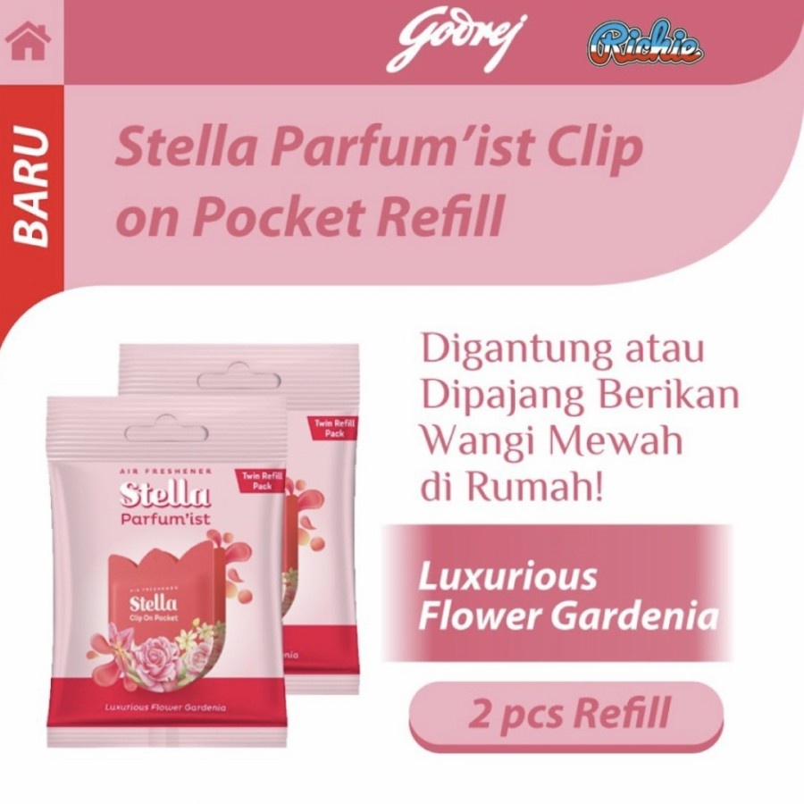 Stella Parfum Clip on Pocket Refill Luxurious Flower Gardenia TwinPack