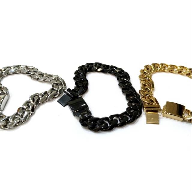 gelang rantai pria titanium uk 3,0 pjg 22cm anti karat dan tidak mudah luntur