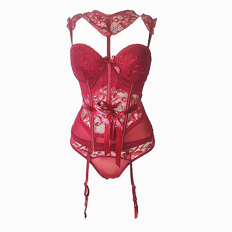 【Wetrose】Premium Lingerie Sexy Korset Bustier Bahan Lace untuk Wanita Body Slimming Hadiah Hari Valentine