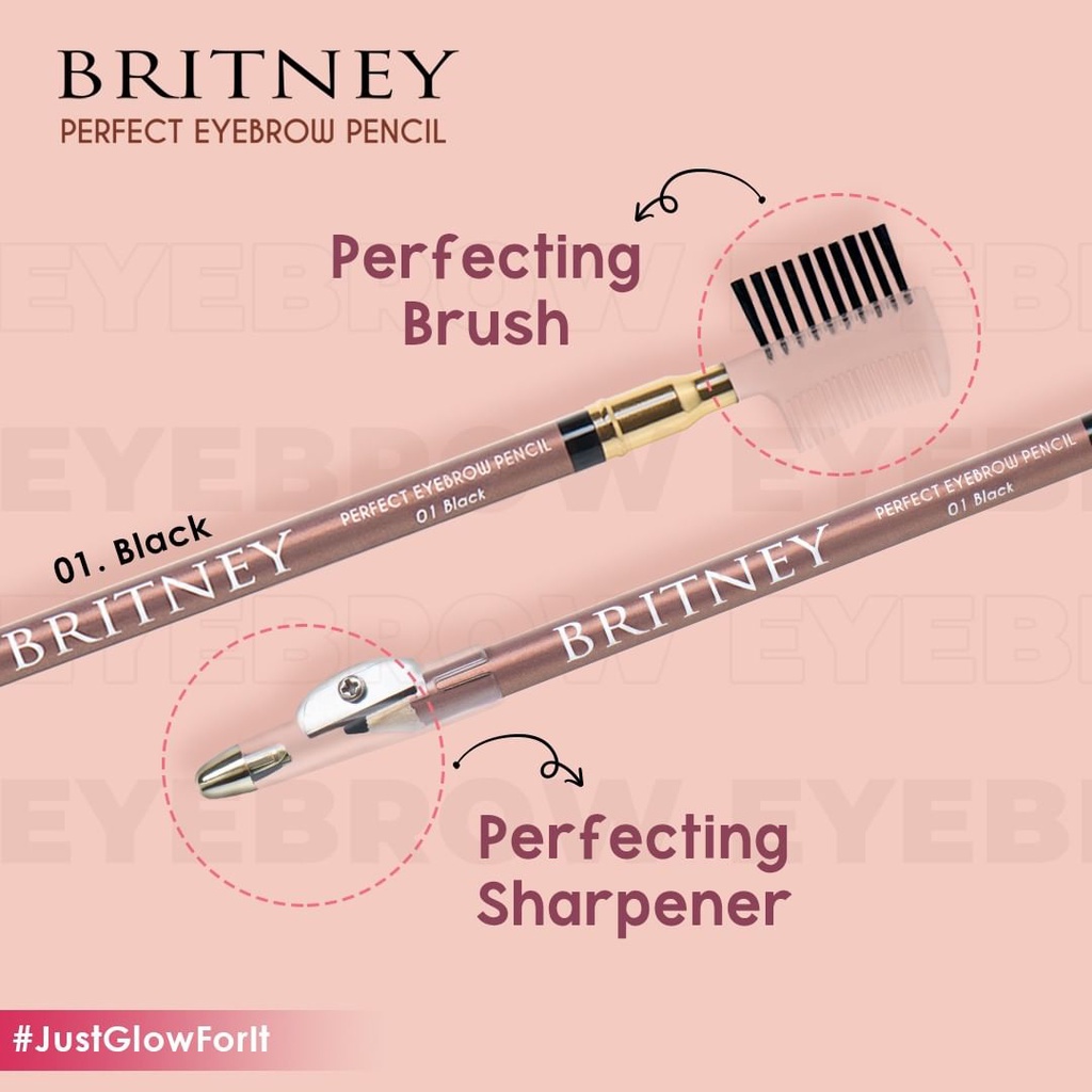 ❤ BELIA ❤ BRITNEY Perfect Eyebrow Pencil | Pensil Alis | Pensil Alis + Sharperner + Brush | by Purbasari | BPOM