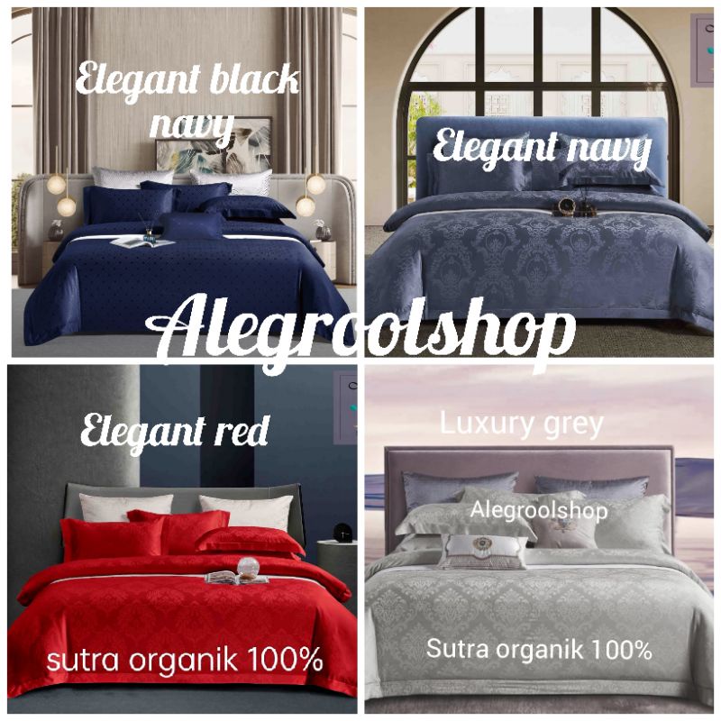 full set bedcover sprei sutra serat bamboo organik original 100s