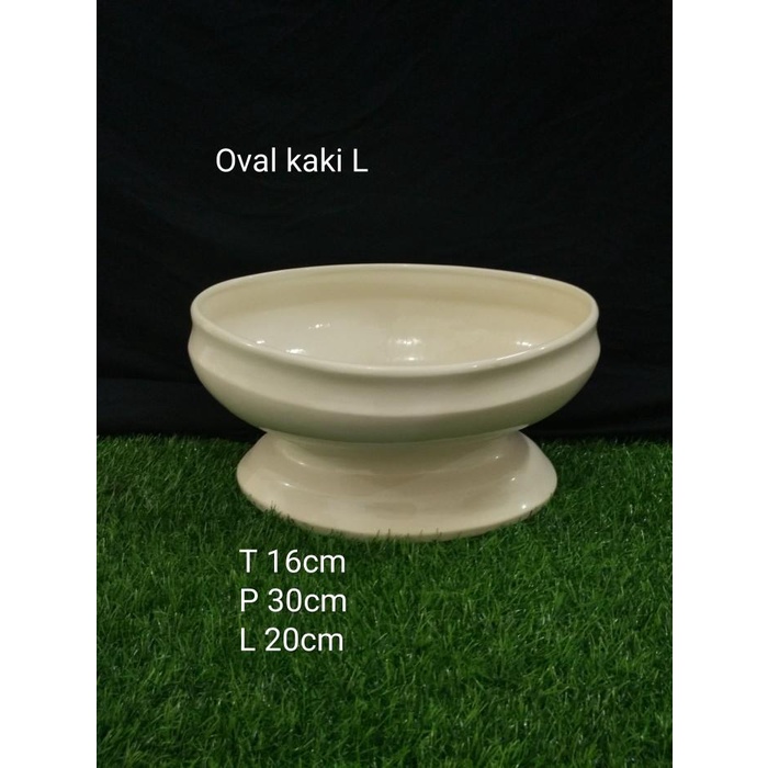 Ceramic | Vas Keramik Oval Kaki L