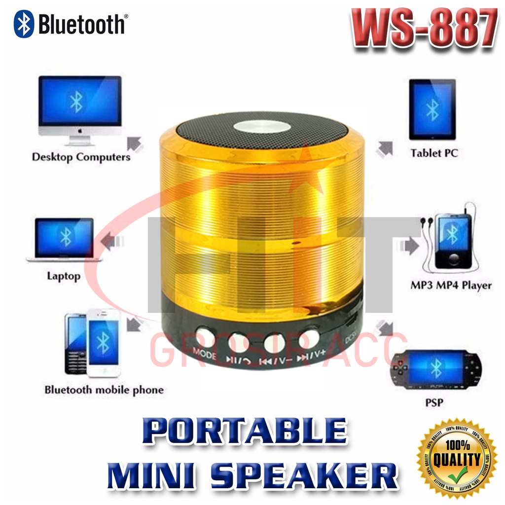 Speaker Bluetooth WS-887 PORTABLE Wireless WS887 STEREO SUPER BASS