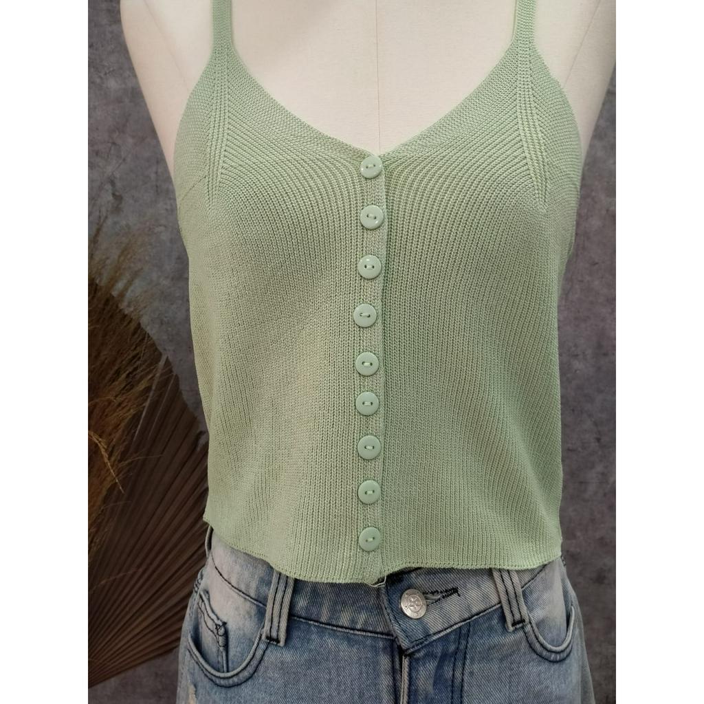 (COD) OH Fashion TankTop Crop Kancing Cotton Girls #54112