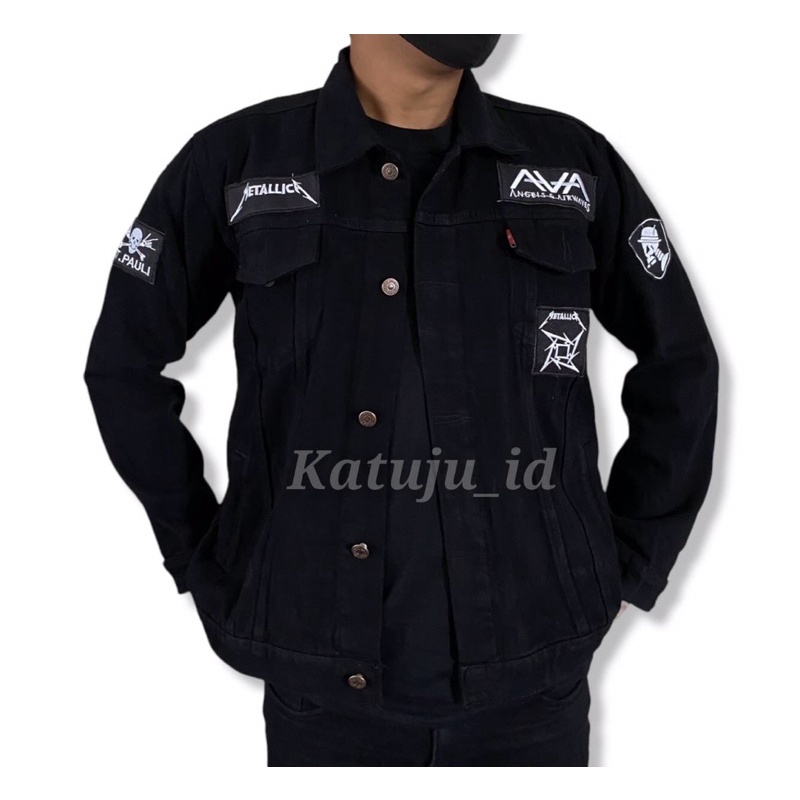 Jaket Jeans pria Wanita Patch METALICA