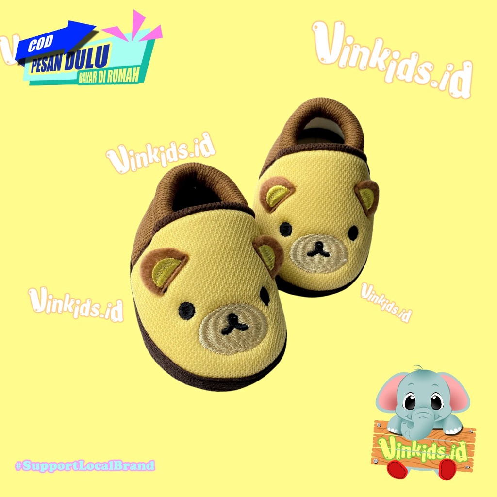 Vinkids Sepatu Bayi Laki Laki 0 12 Bulan / Sepatu Bayi Lucu / Sepatu Bayi Karakter / Baby shoes / Perlengkapan Baby / Karakter Bayi Rilakuma Cokelat