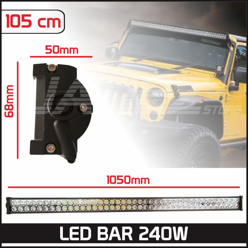 Lampu LED Bar Offroad 240w 105cm Jeep JK Wrangler Jimmy Pajero Fortuner Triton Navara Hilux LED