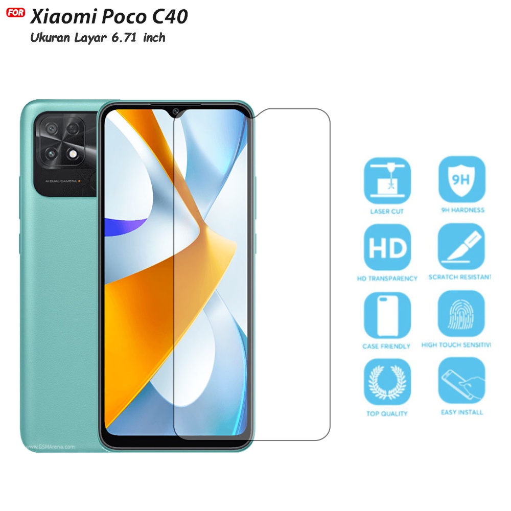 Tempered Glass Xiaomi Poco C40 - Anti Gores Kaca Premium Quality