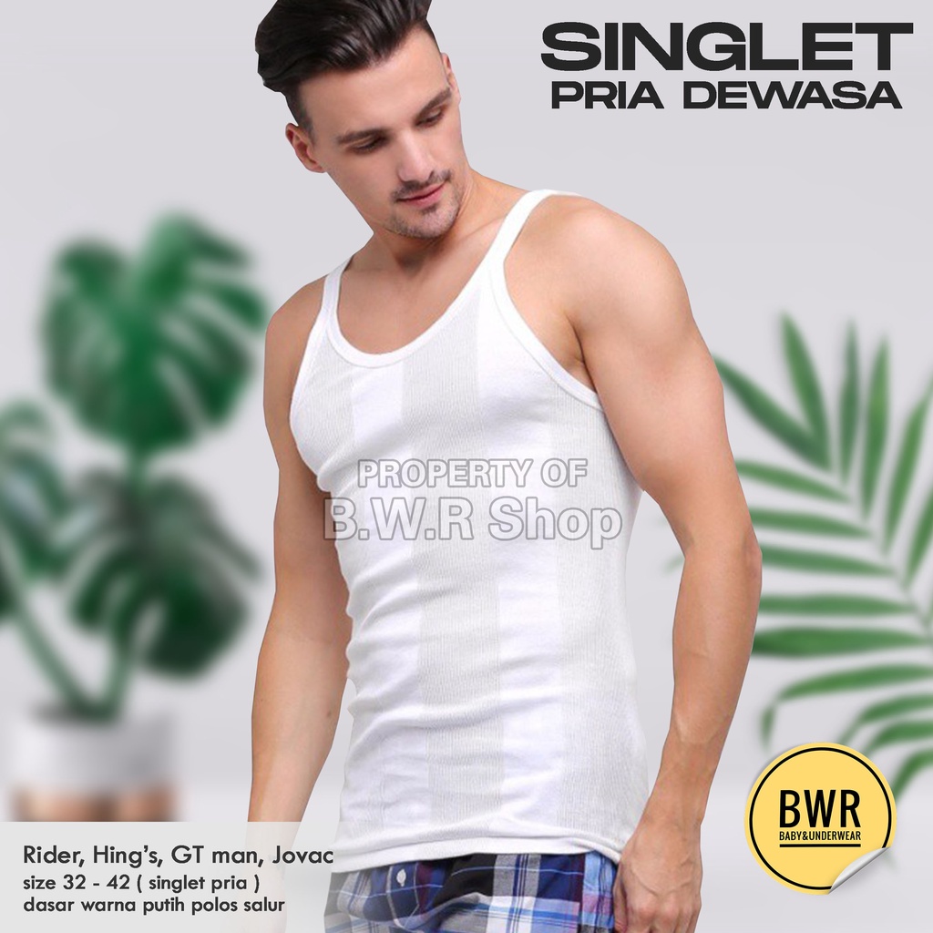 Singlet Pria Dewasa Hings 123B / Singlet Rider 123BS Koos Dalam Pria Singlet Putih Salur Daleman Cowok Jovac | Bwr