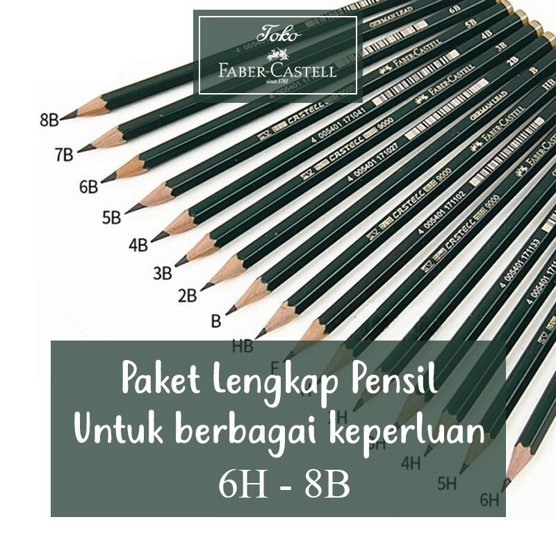 

Paket Pensil 6H - 8B Faber Castell Lengkap 3H F HB 2B 3B 8B 16pcs