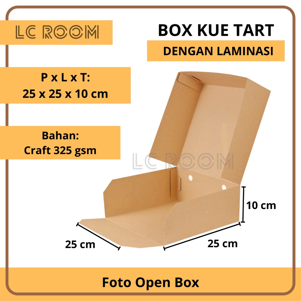 

PAPER BOX TART DOS KOTAK KUE KRAFT COKLAT FOOD GRADE BIG BOX 25 25 10 cm