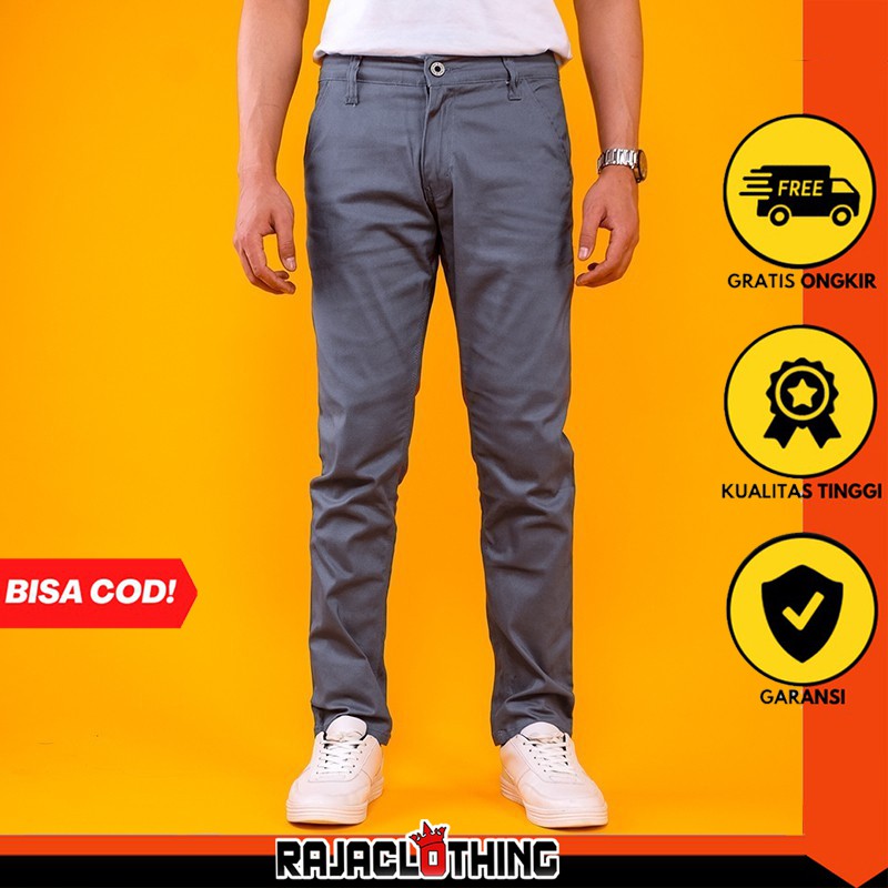 RCL - CELANA CHINO SKINY PANJANG ORIGINAL ABU TUA S.M.L.XL 27 s/d 34