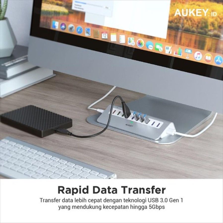 Aukey Adapter Hub 10 Port Aluminum Powered USB 500975 - CB-H6S