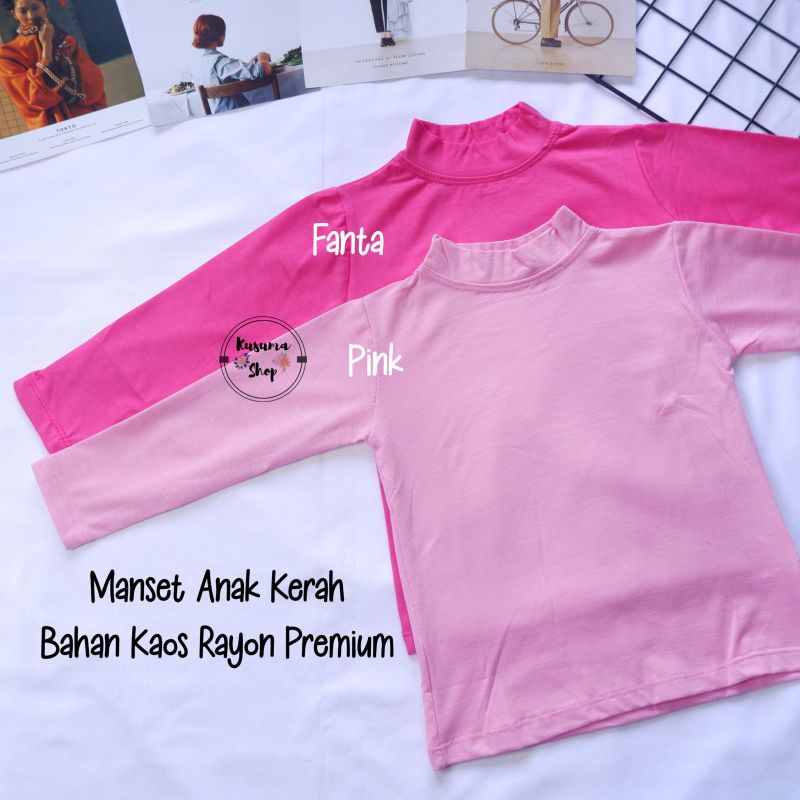 Manset Kaos Anak usia 1-3 thn size S kerah turtle neck bahan rayon premium