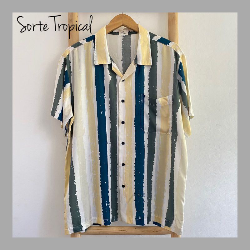 Kemeja Salur Stripe Hawaiian Shirt