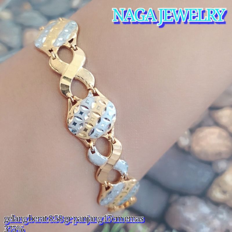 GELANG VARIASI EMAS SETENGAH TUA KADAR 375%