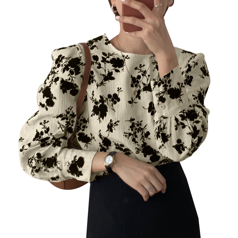 ZANZEA Women Blouse O Neck Full Sleeve Floral Printed Elegant Office OL Vintage Casual Shirt