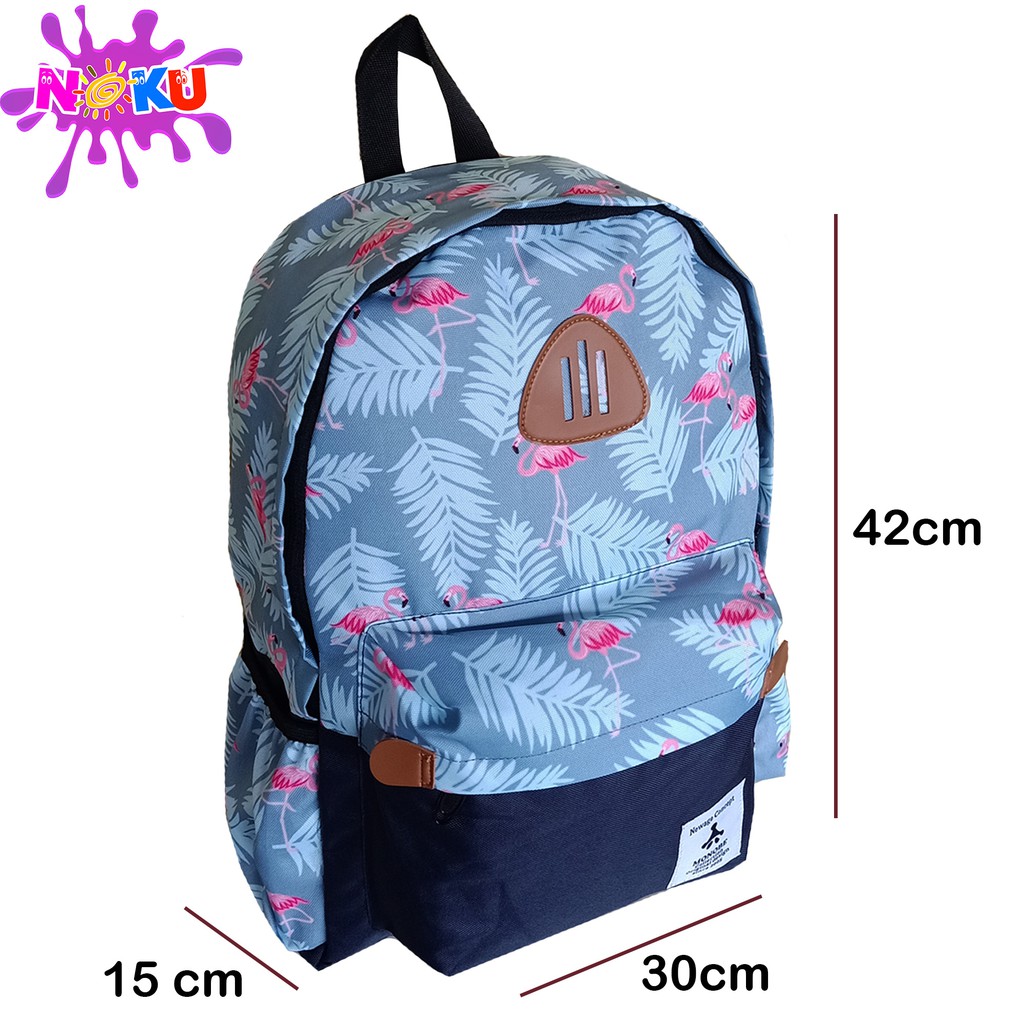 Tas Ransel MONOBE / Tas Sekolah Backpack Laptop Motif Flamingo