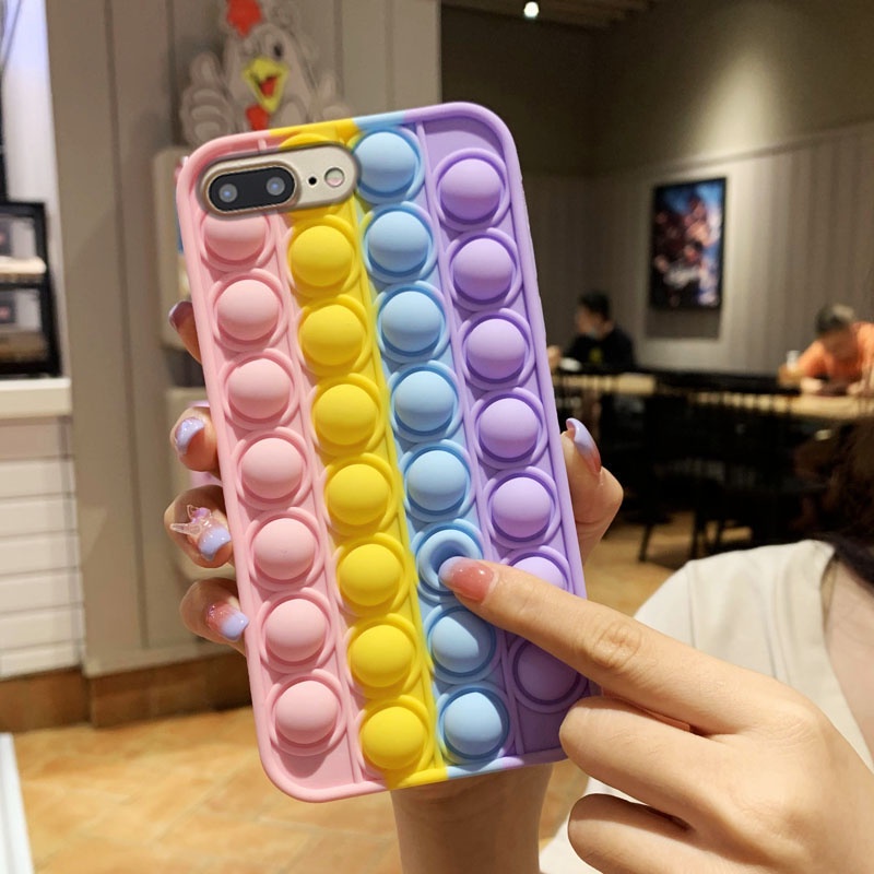 Rainbow Press Bubble Soft Case OPPO A31 A5 A9 A53 A33 2020 A57 A39 F1S A52 A92 A54 A16 A55 F3 A91 F1 Plus A3S A7 A5S A12 A11K F9 Pro F11 C1 Casing VIVO V5S V5 V9 Y19 Y11 Y12 Y15 Y17 Y12i V11i Y93 Y91C Y55 Y55S Y55L