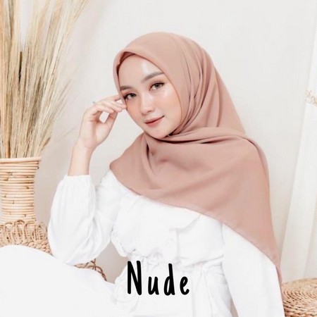 Kerudung Segiempat Polos BELLA SQUARE Hijab Pollycotton Jilbab Bela Grosir Murah PART 1-BELLA NUDE