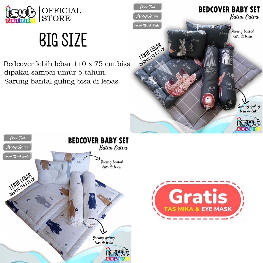 ISUT GALERI - Bedcover Bayi Set Bantal Guling Katun | BABY GIFT | KADO BAYI | READY STOCK