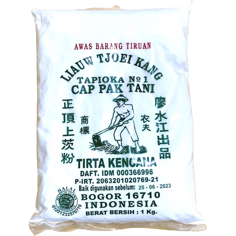 

Tepung Tapioka 1kg - No1 cap Pak Tani Tirta Kencana Liaw Tjoei Kang