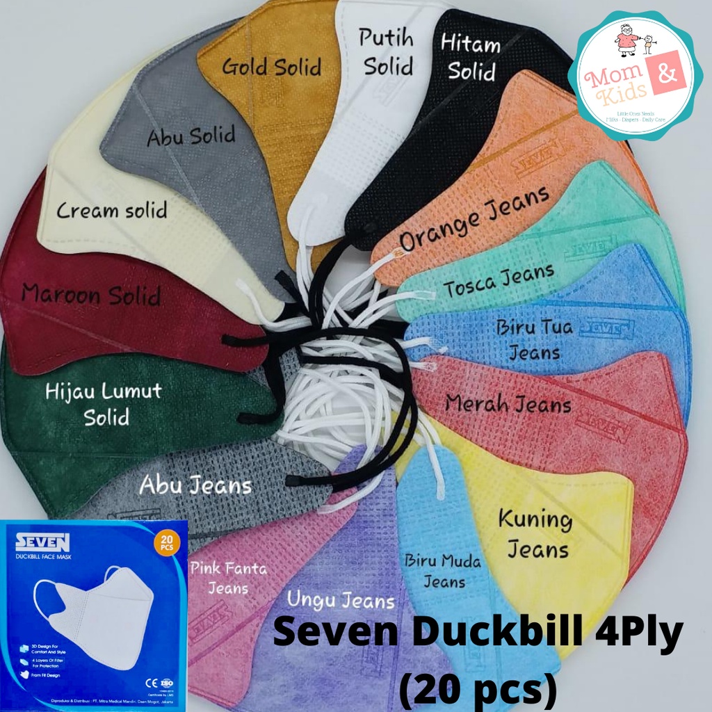 Masker Seven Duckbill 4 Ply ( 20 pcs) / Seven Duckbill Face Mask 4Ply