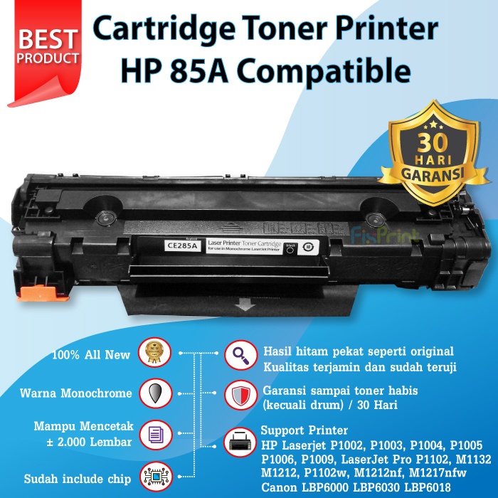 Cartridge Toner HP 85A CE285A Printer Laserjer P1102 P1102W 1102 lbp6000 p1005 p1006 m1132 35a 36a