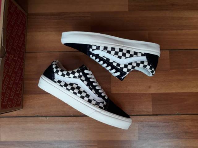 Vans OLD SKOOL CHECKERBOARD OG BLACK WHITE UNISEX PREMIUM BNIB MADE IN CHINA Waffle ICC