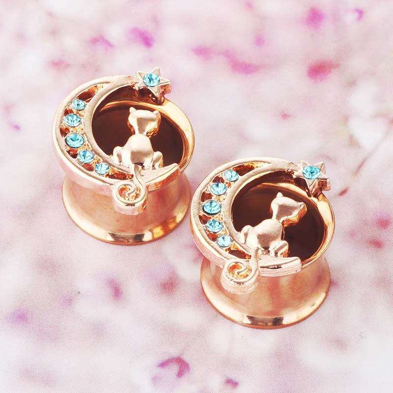 2pcs Anting Tusuk Bentuk Kucing Bahan Stainless Steel Dengan Zircon