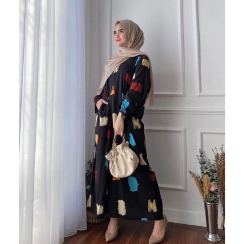 daster long lengan panjang LD 120 PB 130 bawah mata kaki, daster panjang viral kekinian, daster rayon busui terlaris ARBANI COLECTION-ORINA ( NABILA )