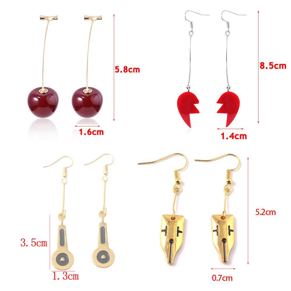 SKJK   JoJos Bizarre Adventure Anting Wanita Panjang Hati Cherry Kakyoin Noriaki Rohan Kishibe Cherry Drop Earrings