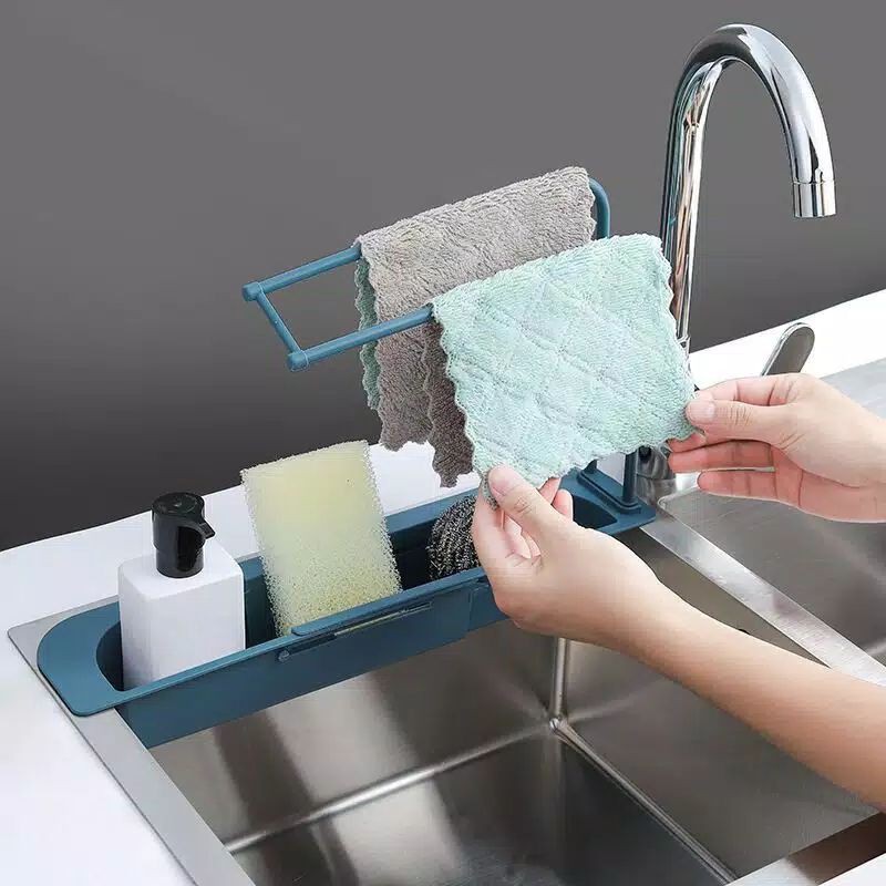 Rak Gantung Wastafel Penyimpanan Spons Cuci Piring Sabun Rak Pengering Drain Rack