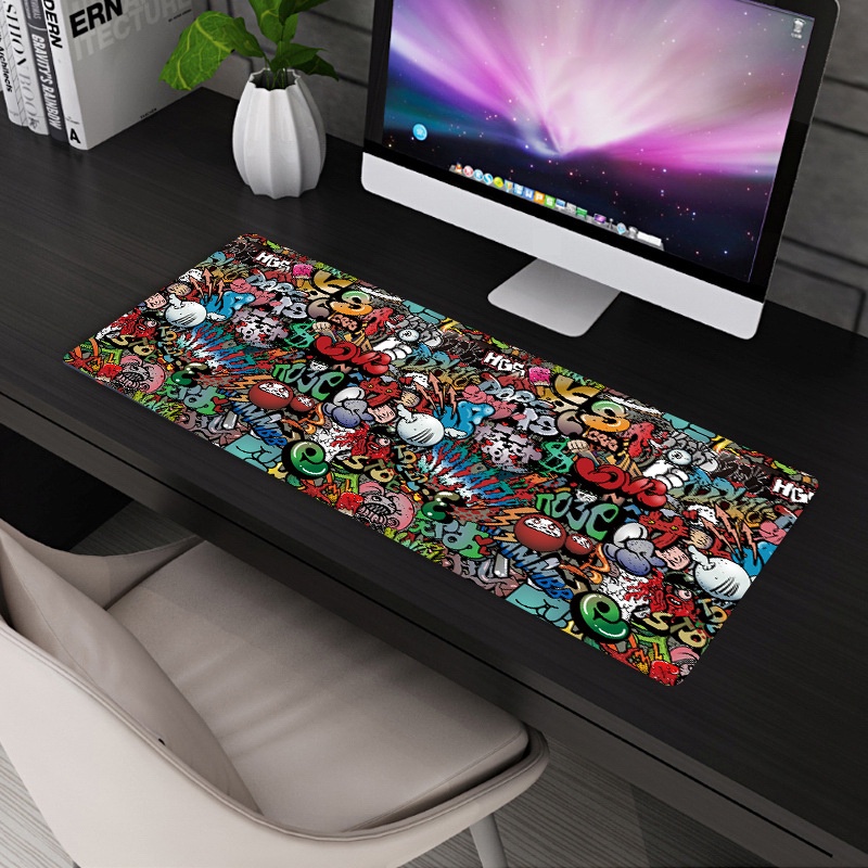 Mouse pad peta dunia bulat kartun grafiti mouse pad besar