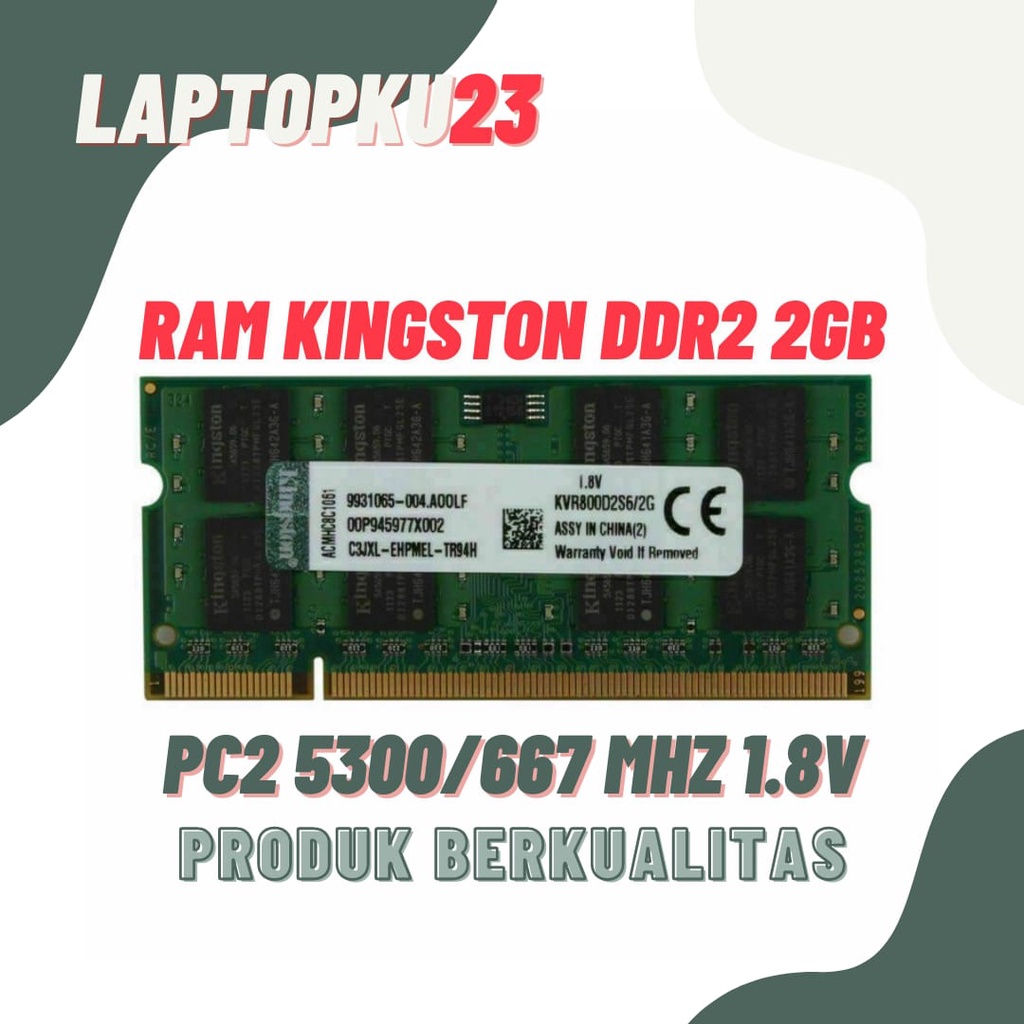 MEMORY RAM LAPTOP DDR2 2GB 667MHZ PC5300 SODIMM KINGSTON Pc2/5300